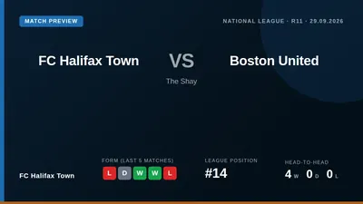 FC Halifax Town host Boston United at The Shay on Tuesday in a National League fixture with both sides aiming to climb...